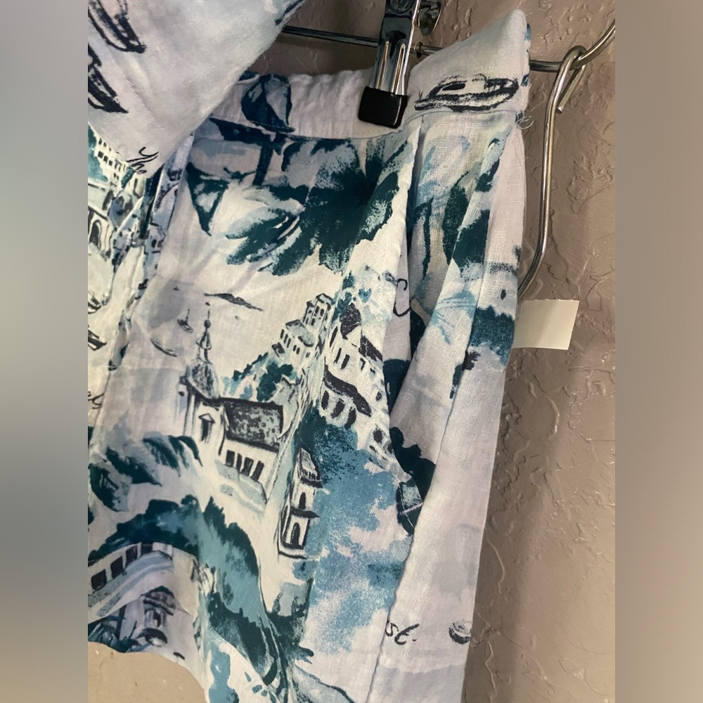 Cynthia Rowley Blue and White linen shirt and shorts set - Picture 13 of 15